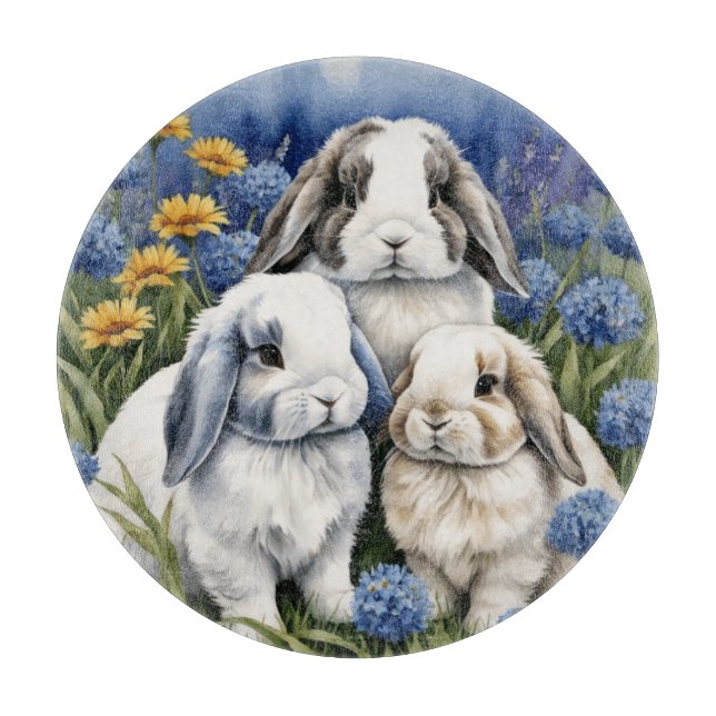 Three Little Lop Bunnies Schneidebrett (Vorderseite)