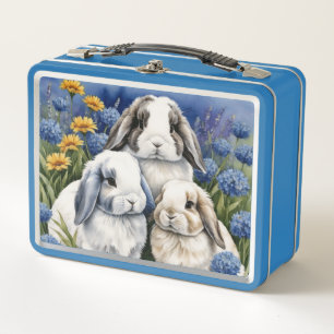 Three Little Lop Bunny Rabbits Metall Brotdose