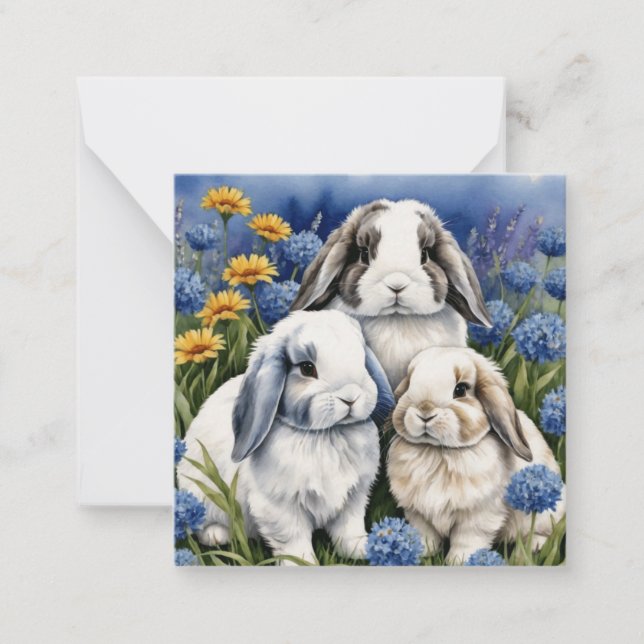 Three Little Lop Bunny Rabbits Mitteilungskarte (Vorderseite)