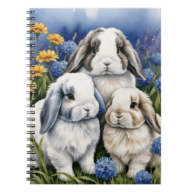 Three Little Lop Bunny Rabbits Notizblock (Vorderseite)