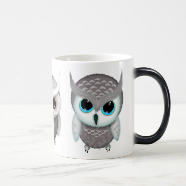 Three Little Owls Illustriert Art Verwandlungstasse (Rechts)