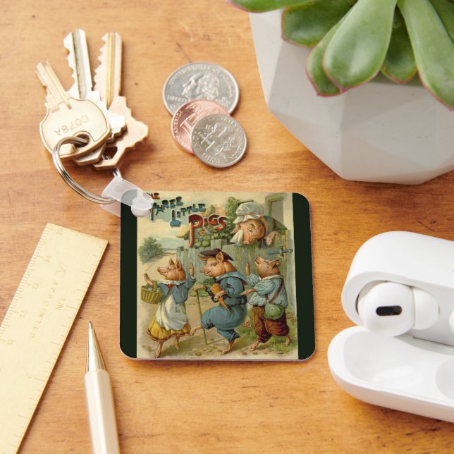 Three Little Pigs Vintage Fairy Tale Schlüsselanhänger (Schreibtisch)