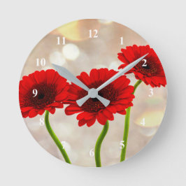 Three Little Red Gerberas Acrylic wall clock Runde Wanduhr