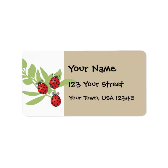 Three Lucky Ladybugs Adressaufkleber (Vorne)