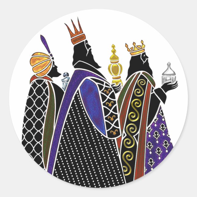 Three Magi Bearing Geschenke Runder Aufkleber (Vorderseite)