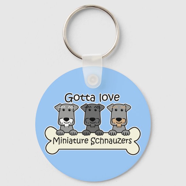 Three Miniature Schnauzers Schlüsselanhänger (Vorderseite)