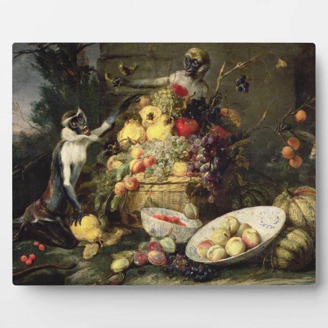 Three Monkeys Stealing Fruit Fotoplatte (Vorderseite)