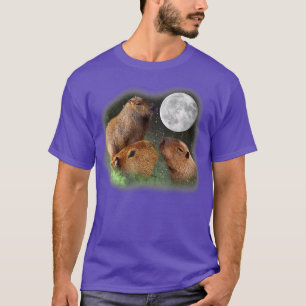 Three Moon Capybaras Funny Süße Tier Parody Puff T-Shirt