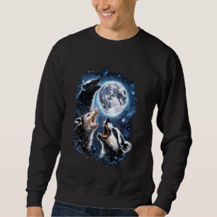 Three Opossum Raccoon Skunk Moon Howling Funny Ani Sweatshirt