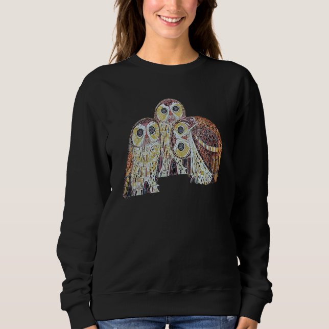 Three Owls Detailed Vector In Nouveau Style 1 Sweatshirt (Vorderseite)