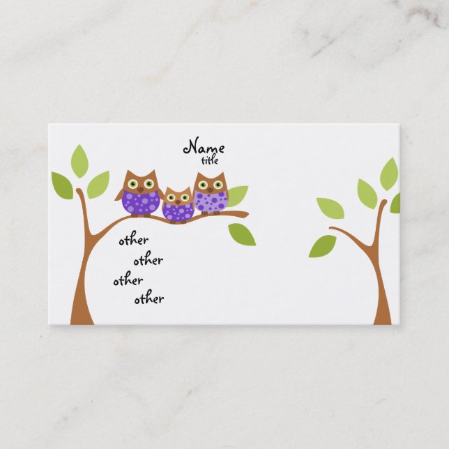 Three Owls Visitenkarte (Vorderseite)
