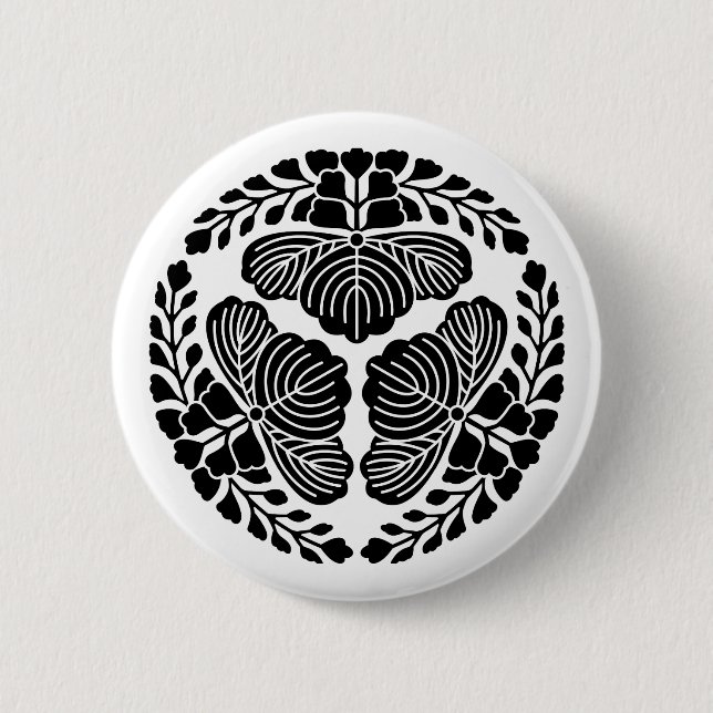 Three paulownia blooms, heads facing outward button (Vorderseite)