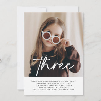 Three Photo Birthday Invitation  Einladung