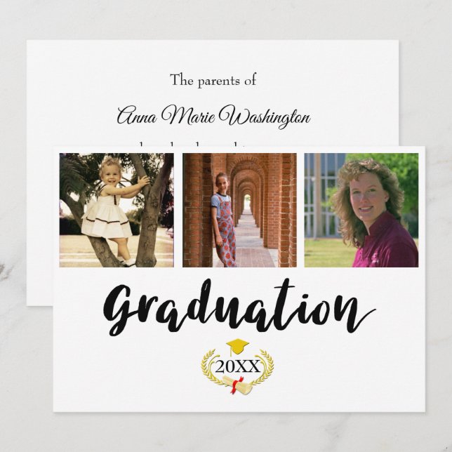 Three photos College Graduation card Karte (Vorne/Hinten)