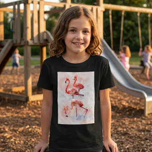 Three Pink Flamingos Watercolor T-Shirt