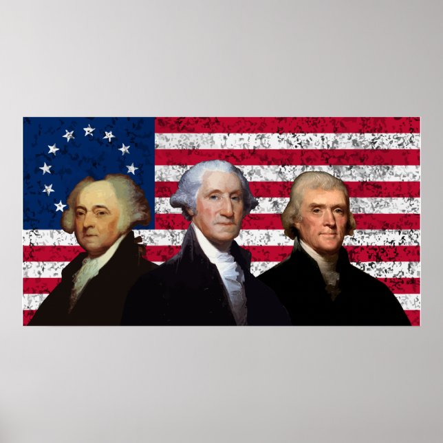 Three Presidents and The American Flag Poster (Vorne)
