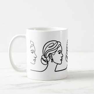 Three Profiles in One Line – Minimalistic Panorama Kaffeetasse
