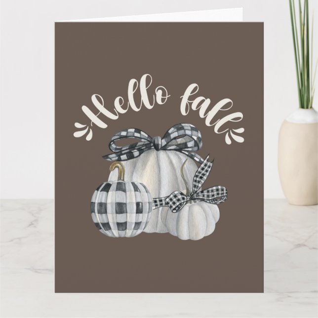 Three Pumpkin Hello Fall Karte (Vorderseite)
