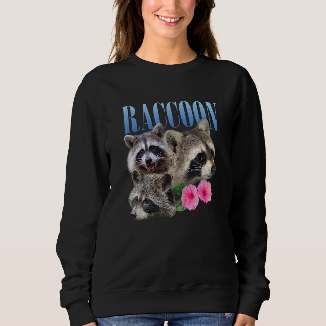 Three Raccoon Face Flower Trash Panda Sweatshirt (Vorderseite)