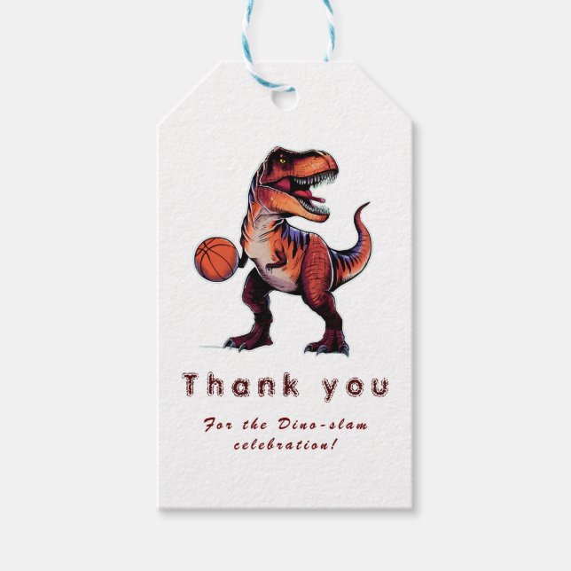 Three-Rex basketball Dino birthday   Geschenkanhänger (Vorderseite)