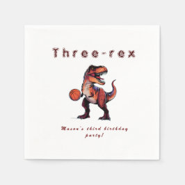 Three-Rex basketball Dino birthday Serviette