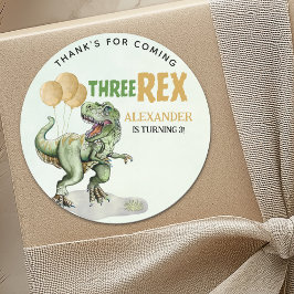 Three Rex - Birthday Boy 3rd with Dinosaur Theme Runder Aufkleber