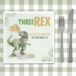 Three Rex - Birthday Boy with Dinosaur Theme Serviette