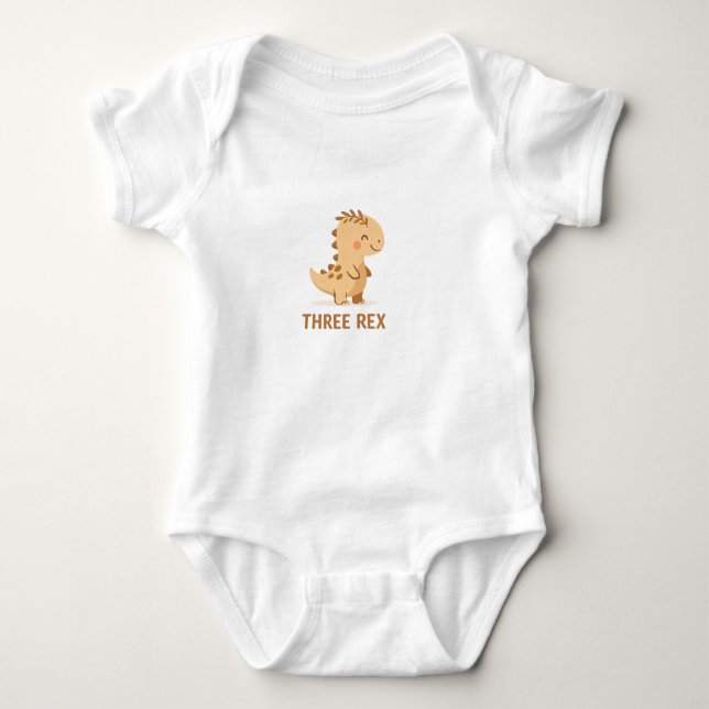 Three Rex Cute Dino Pun – Funny Kawaii Dinosaur Baby Strampler (Vorderseite)