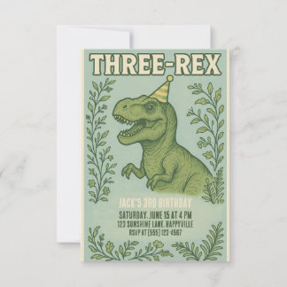 Three Rex Dinosaur 3. Geburtstag Einladung
