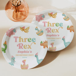 Three Rex Dinosaur 3rd Third Birthday Party Pappteller