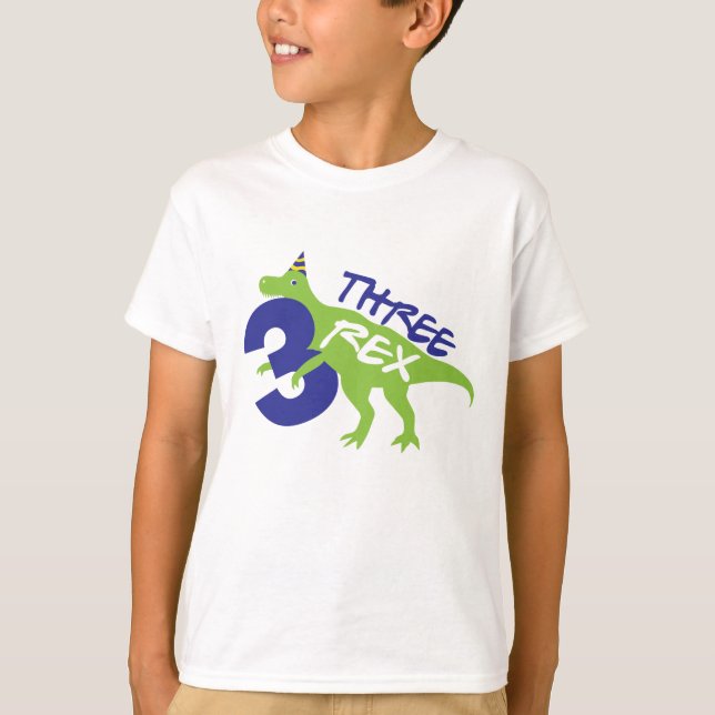 Three Rex Dinosaur Geburtstag T-Shirt (Vorderseite)