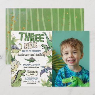 Three Rex Dinosaur Themed Einladung