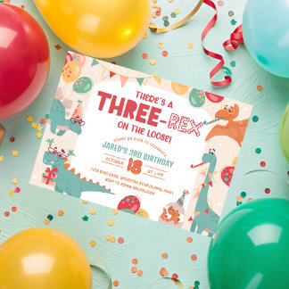Three Rex Invitation Boy. Dinosaur 3rd Birthday Einladung