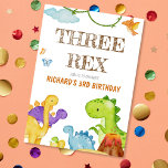 Three Rex Kids Dinosaurier 3. Geburtstags-Party Einladung<br><div class="desc">Feiern Sie Ihr 3-jähriges Kind mit diesen bezaubernden Drei-Rex-Kinder Dinosaurier 3. Geburtstagsfeiern! Das niedliche illustrierte Aquarelldesign eignet sich perfekt für Dinosaurier-Feiern. Gender-neutral und farbenfroh,  diese Einladungen sind sicher,  die Party-Stimmung Set. Kaufe deine noch heute!</div>