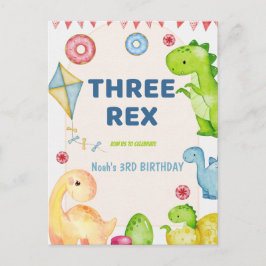 Three Rex Kids Dinosaurier 3. Geburtstags-Party Postkarte