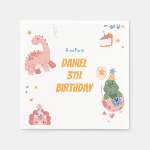 Three Rex Kids Dinosaurier 3. Geburtstags-Party Serviette