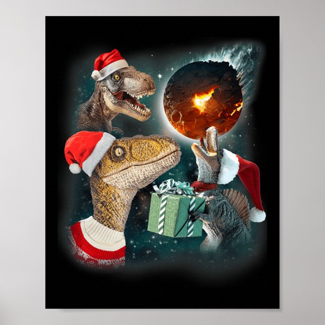 Three Rex Moon 3 Dinos Howling Weidengestalt Poster (Vorne)