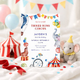 Three Ring Circus 3rd Birthday Carnival Animal Einladung