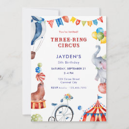 Three Ring Circus 5th Birthday Carnival Animal Einladung