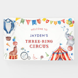 Three Ring Circus Carnival Birthday Welcome Banner
