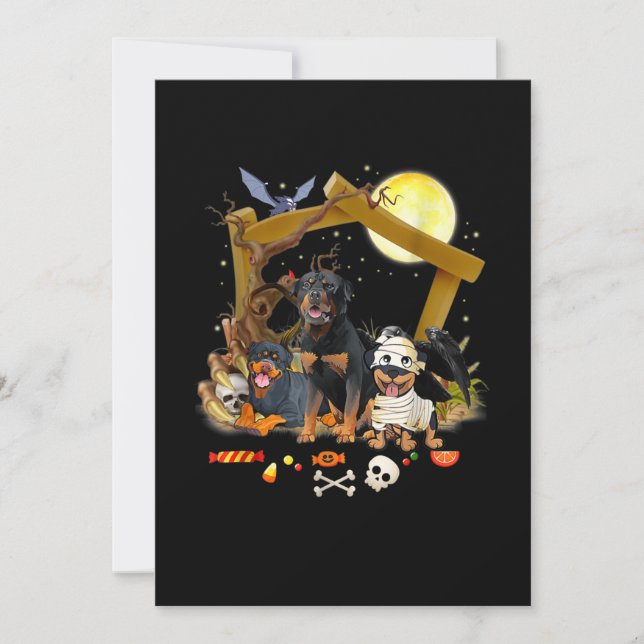 Three Rottweiler Dogs Halloween Dog Halloween Gift Ankündigung (Vorderseite)