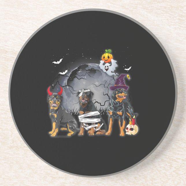 Three Rottweilers Satan Witch Mummy Halloween Cost Getränkeuntersetzer (Vorne)