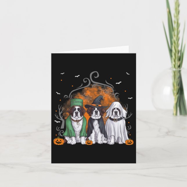 Three Saint Bernard St. Bernard Dog Halloween Ghos Karte (Vorderseite)