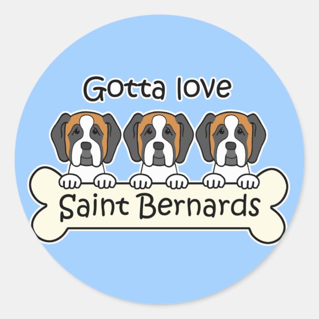 Three Saint Bernards Runder Aufkleber (Vorderseite)