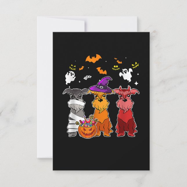 Three Schnauzer Hexenhut Niedliche Halloween-Gesch RSVP Karte (Vorderseite)