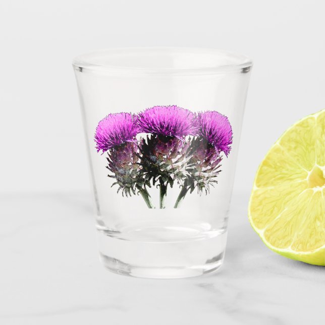 Three Scottish Thistles Schnapsglas (Vorderseite)