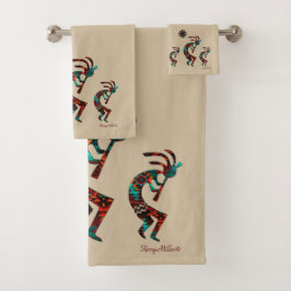 Three Southwest Kokopelli  Badhandtuch Set