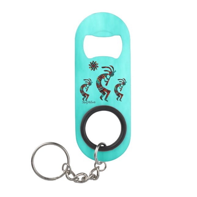 Three Southwest Kokopelli Schlüsselanhänger Bottle Mini Flaschenöffner (Vorderseite)