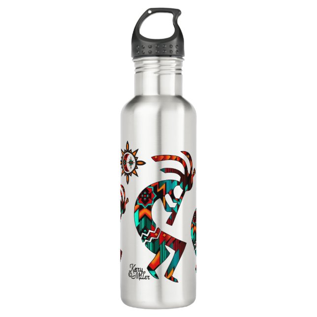 Three Southwest Kokopelli Stainless Steel Water B Edelstahlflasche (Vorderseite)