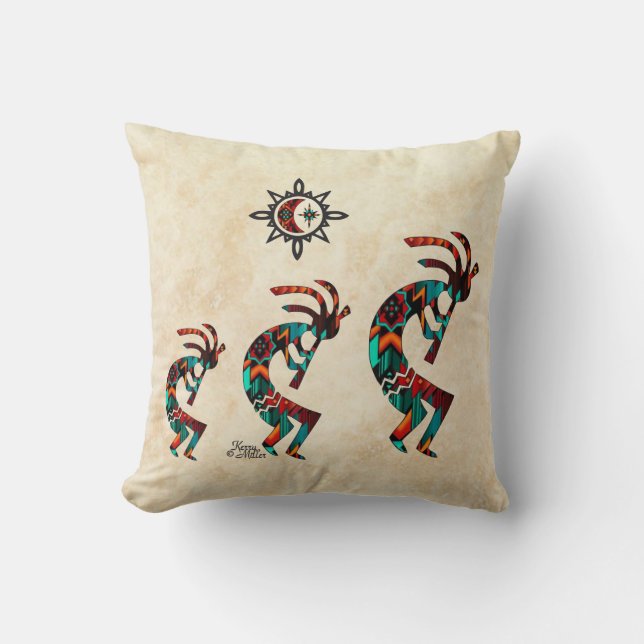Three Southwest Kokopelli Throw Kissen (Vorderseite)